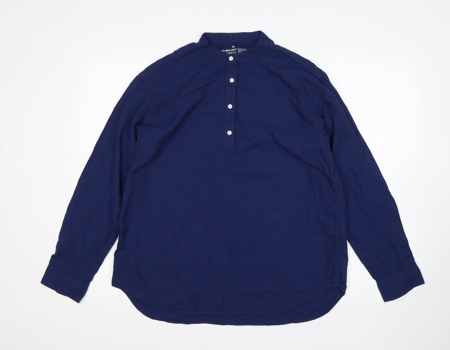 Preworn Womens Blue  Cotton Basic Blouse Size XL Round Neck
