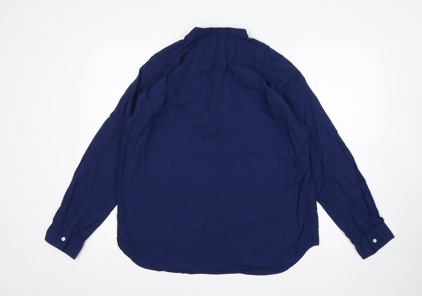 Preworn Womens Blue  Cotton Basic Blouse Size XL Round Neck