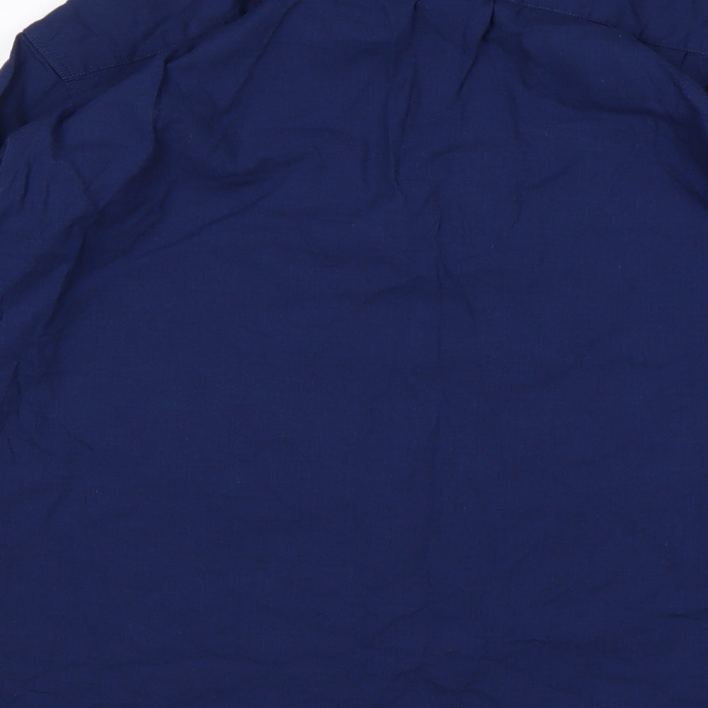 Preworn Womens Blue  Cotton Basic Blouse Size XL Round Neck