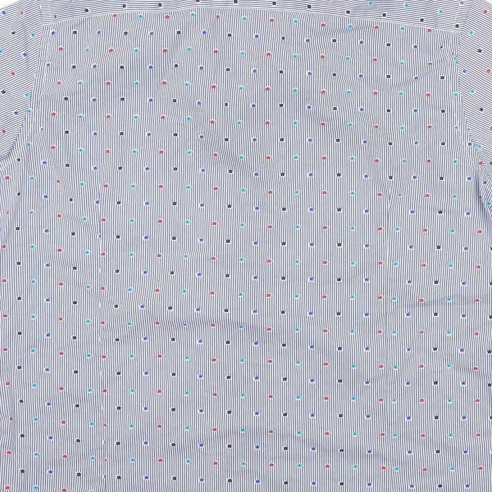 Guide London Womens Multicoloured Striped Cotton Basic Button-Up Size L Collared