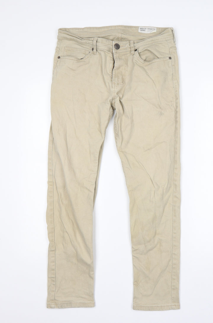 Denim Co Mens Beige Cotton Skinny Jeans Size 32 L27 in Regular
