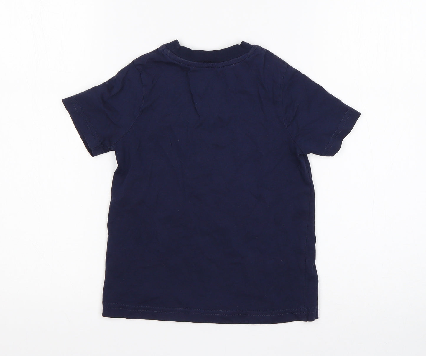 George Boys Blue  Cotton Basic T-Shirt Size 3-4 Years Round Neck  - Dinosaur print