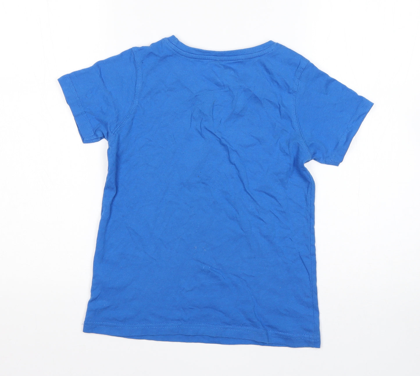 Preworn Boys Blue Animal Print Cotton Basic T-Shirt Size 6 Years Roll Neck  - Shark