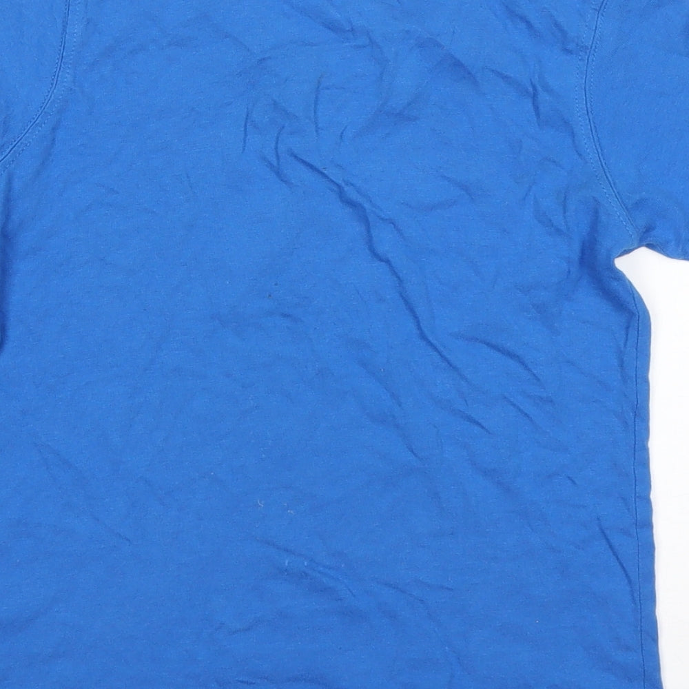 Preworn Boys Blue Animal Print Cotton Basic T-Shirt Size 6 Years Roll Neck  - Shark
