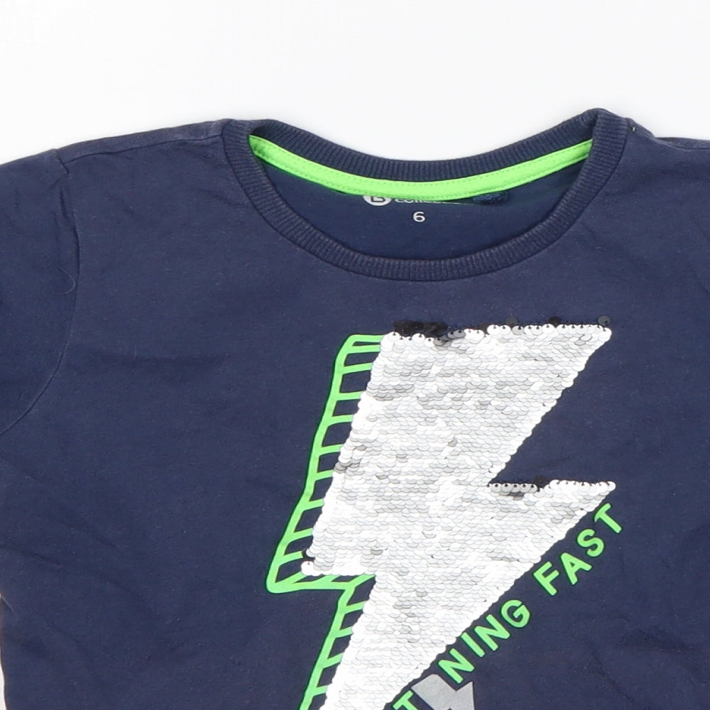 B Collection Boys Blue  Cotton Basic T-Shirt Size 6 Years Round Neck