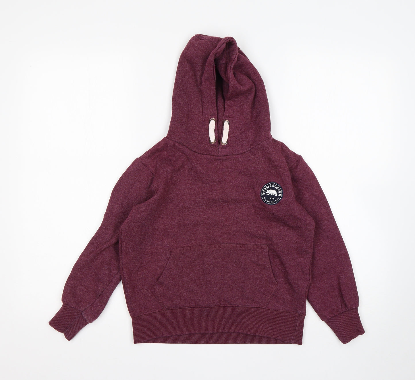 SoulCal&Co Boys Purple  Cotton Pullover Hoodie Size 9-10 Years