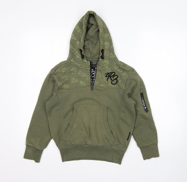 S3 Boys Green Cotton Pullover Hoodie Size S