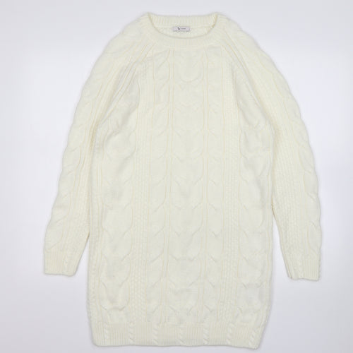 TU Womens Beige  Acrylic Jumper Dress  Size S  Round Neck