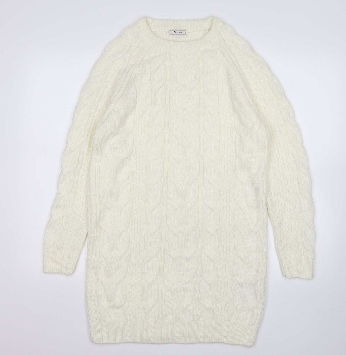 TU Womens Beige  Acrylic Jumper Dress  Size S  Round Neck