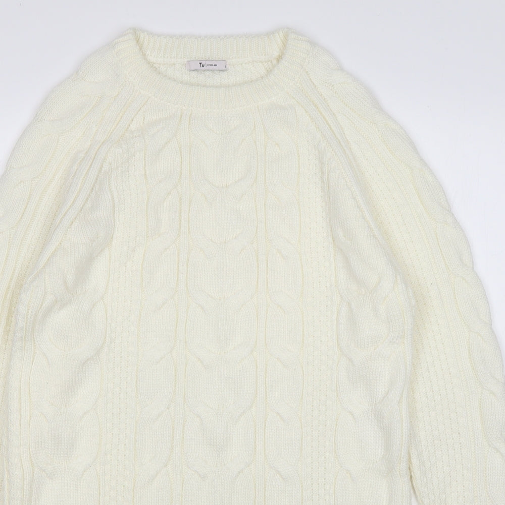 TU Womens Beige  Acrylic Jumper Dress  Size S  Round Neck