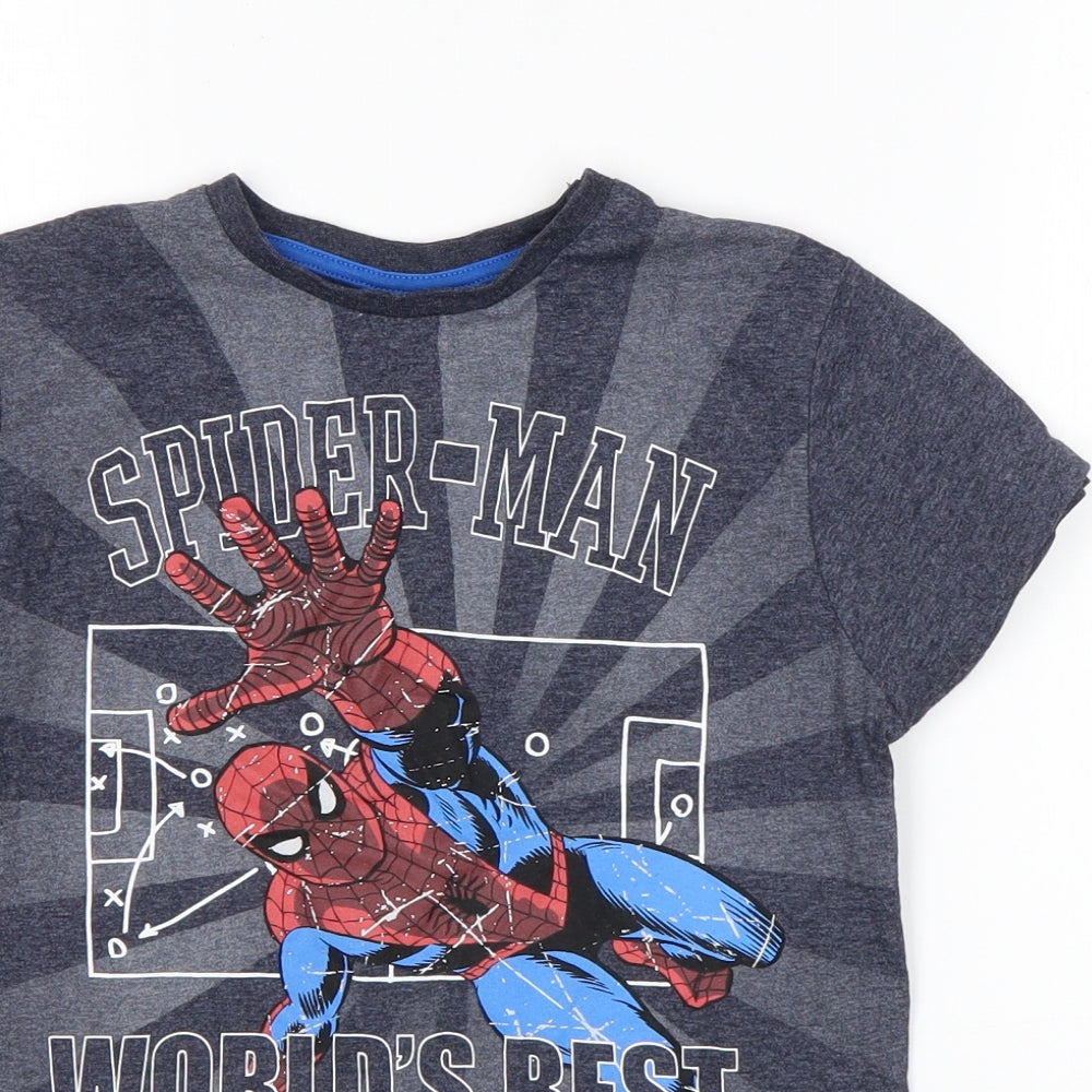 Rebel Boys Grey  Cotton Basic T-Shirt Size 7-8 Years Round Neck  - Spiderman