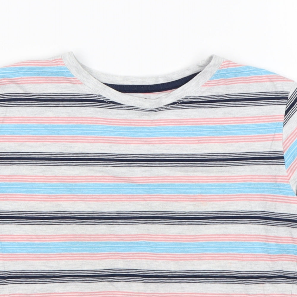 Primark Boys Multicoloured Striped Cotton Basic T-Shirt Size 7-8 Years Round Neck