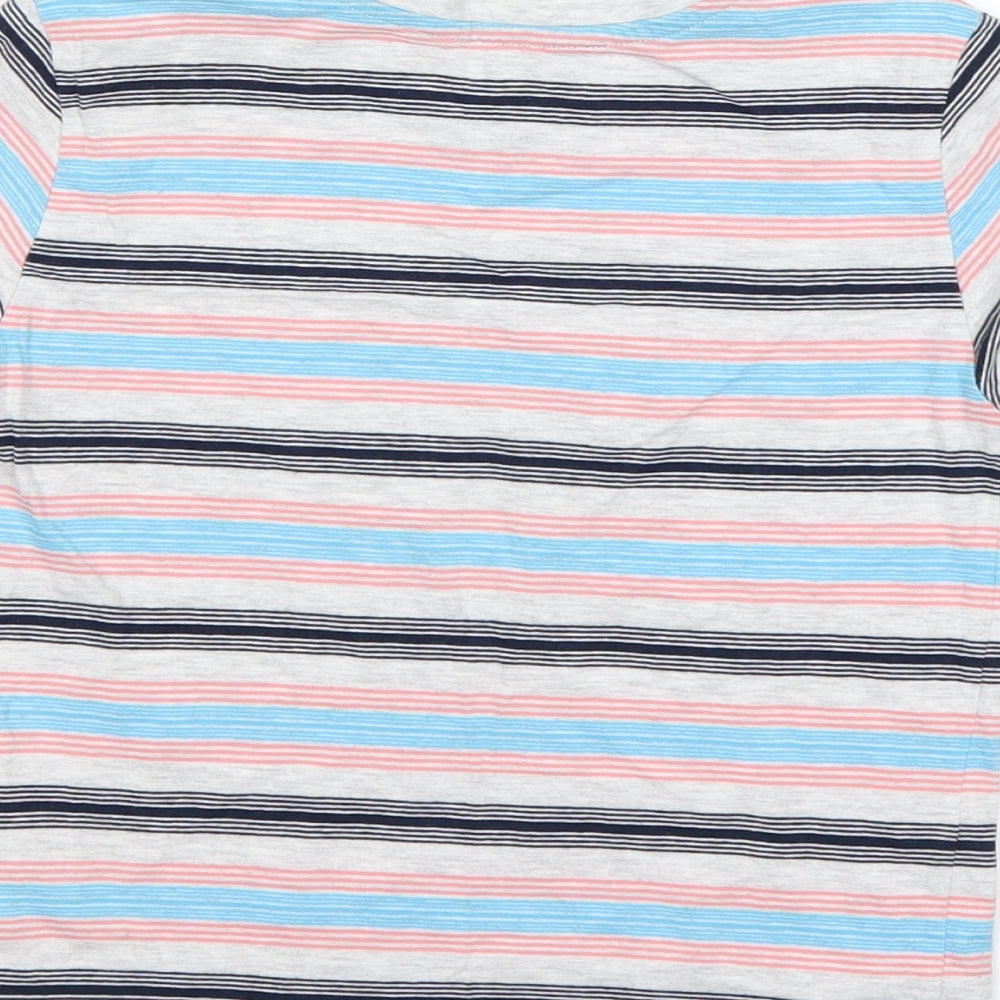 Primark Boys Multicoloured Striped Cotton Basic T-Shirt Size 7-8 Years Round Neck
