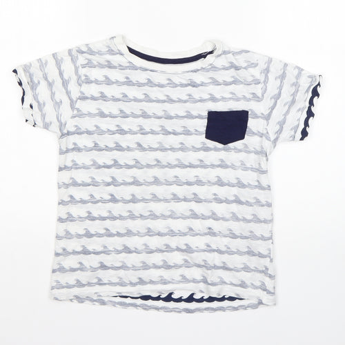 Primark Boys Multicoloured Striped Cotton Basic T-Shirt Size 7-8 Years Round Neck