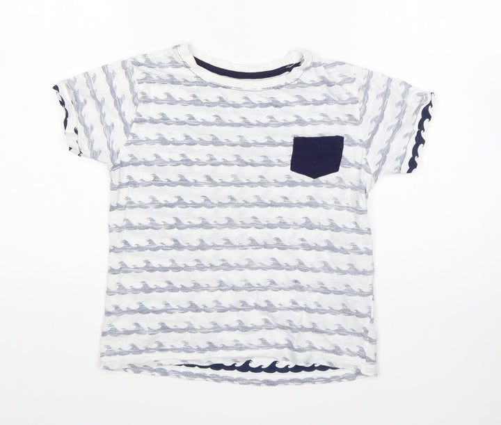 Primark Boys Multicoloured Striped Cotton Basic T-Shirt Size 7-8 Years Round Neck