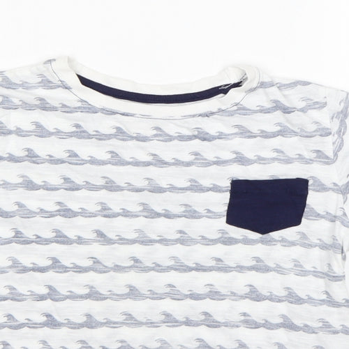 Primark Boys Multicoloured Striped Cotton Basic T-Shirt Size 7-8 Years Round Neck