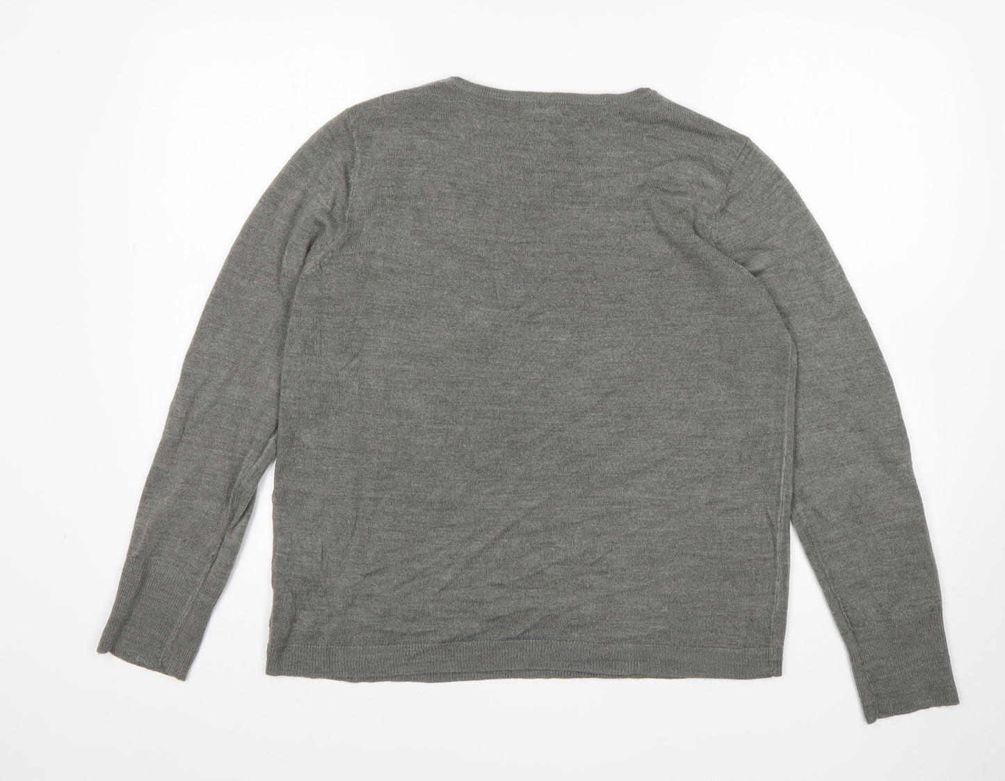 Primark Womens Grey Round Neck  Acrylic Pullover Jumper Size L