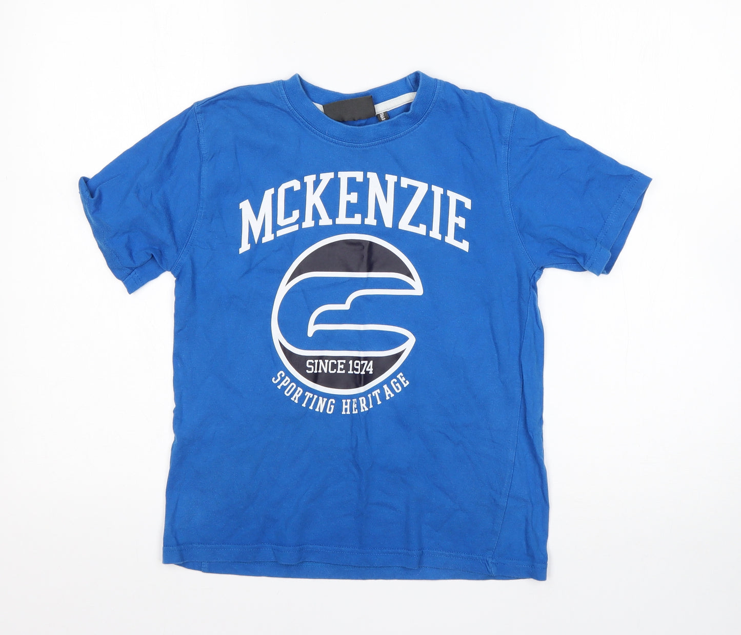 McKenzie Boys Blue  Cotton Basic T-Shirt Size 7-8 Years Round Neck