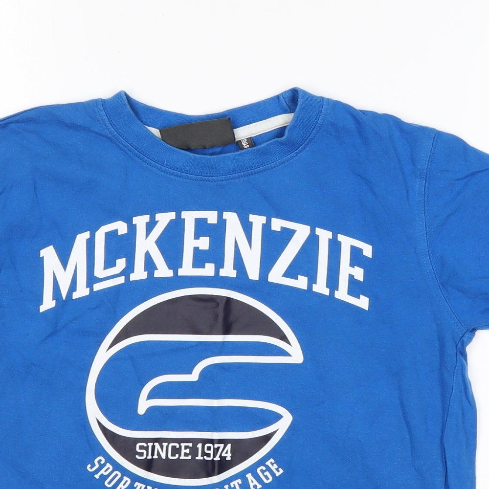 McKenzie Boys Blue  Cotton Basic T-Shirt Size 7-8 Years Round Neck