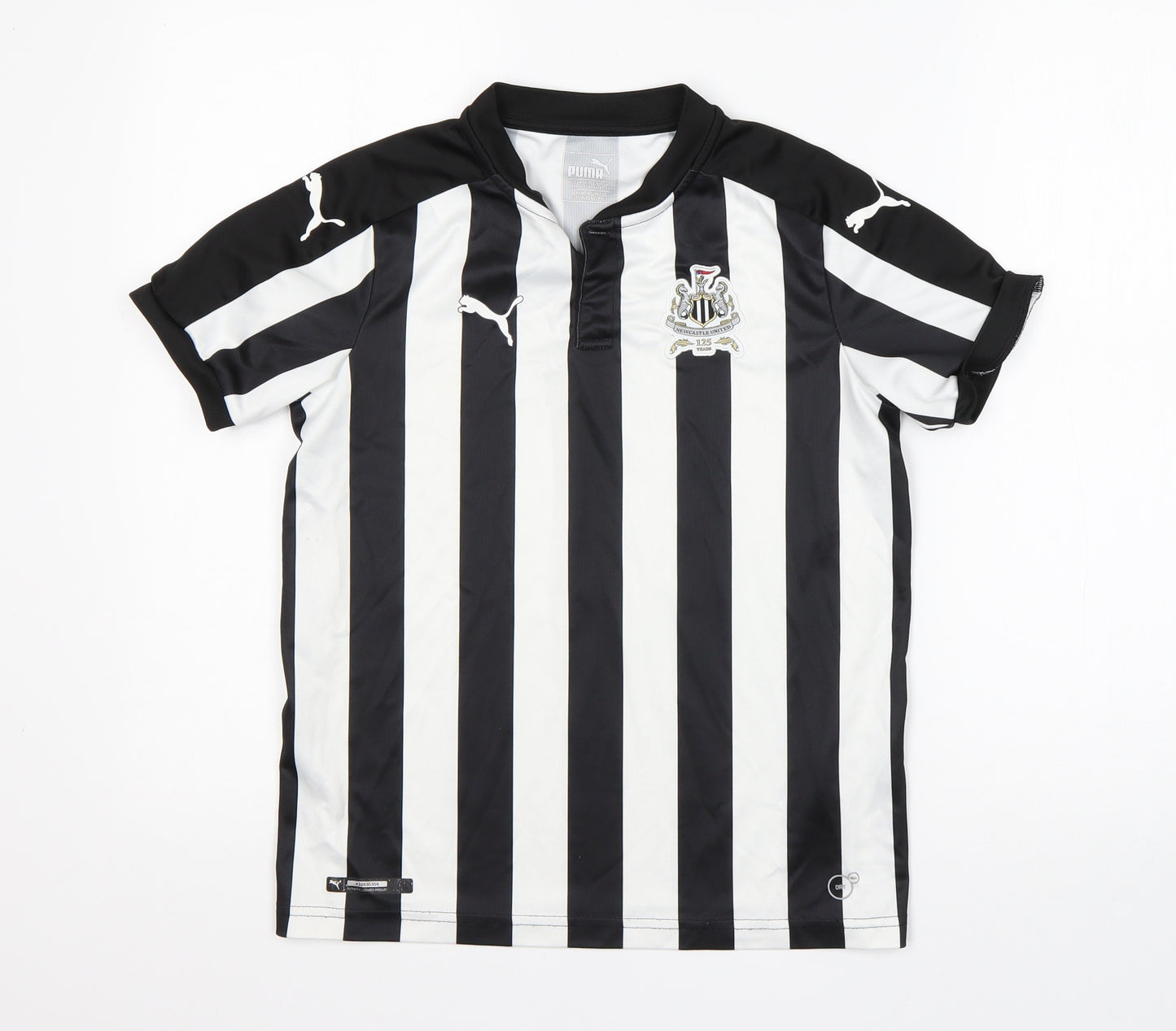 PUMA Boys Multicoloured Striped Polyester Basic T-Shirt Size 11-12 Years Round Neck  - Newcastle United