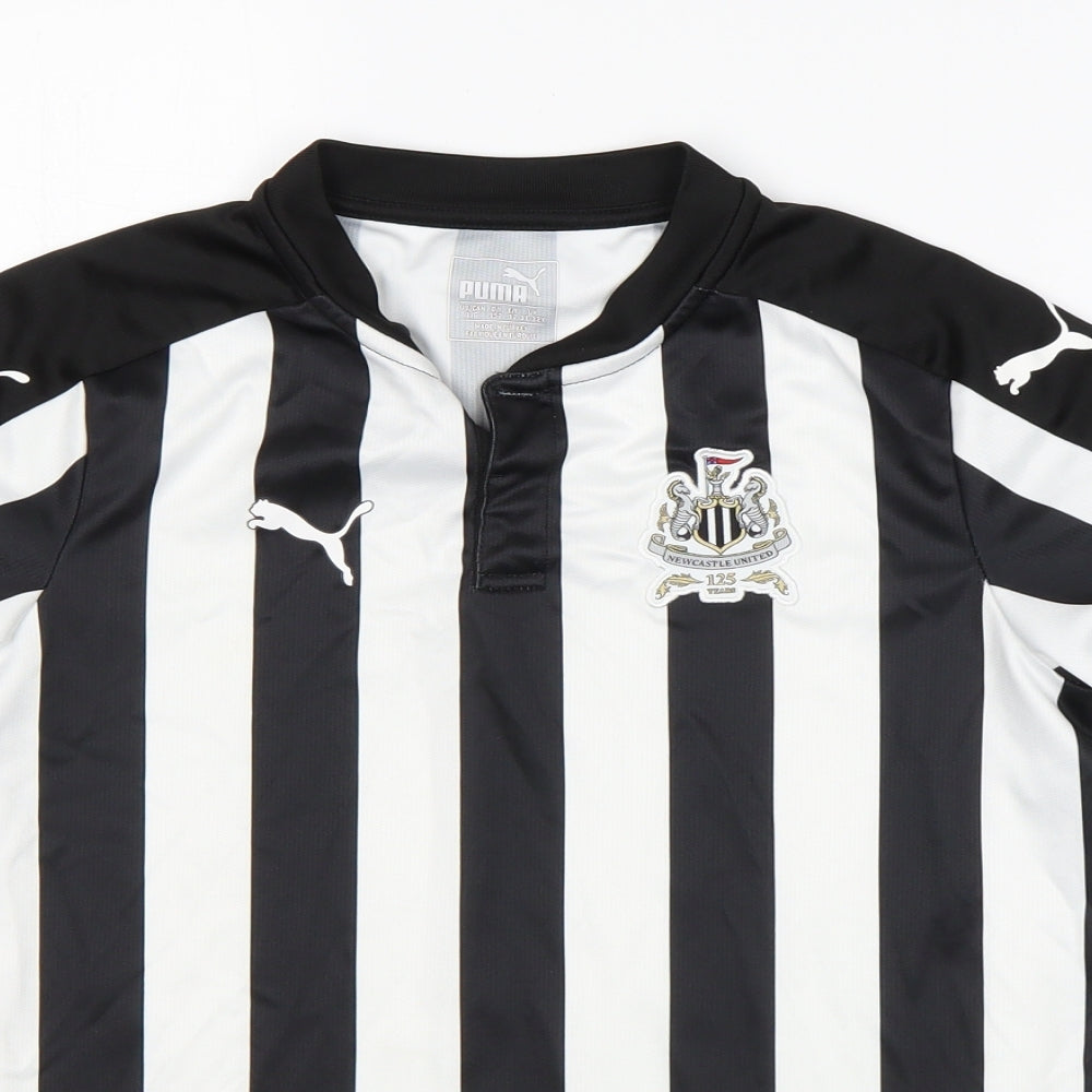 PUMA Boys Multicoloured Striped Polyester Basic T-Shirt Size 11-12 Years Round Neck  - Newcastle United
