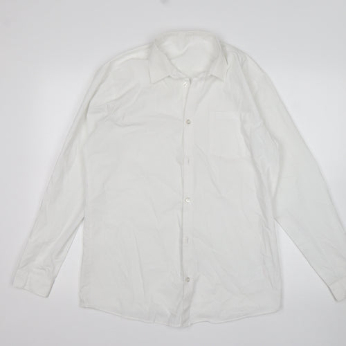 George Boys White  Polyester Basic Button-Up Size 15-16 Years Collared