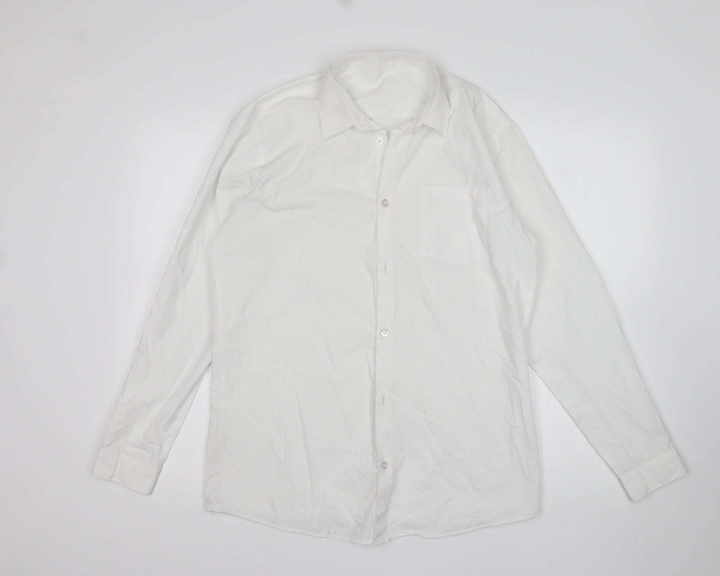 George Boys White  Polyester Basic Button-Up Size 15-16 Years Collared