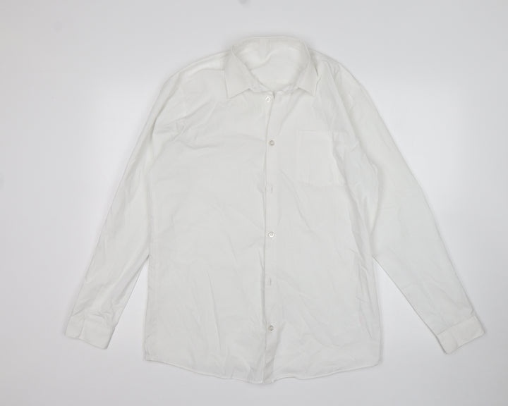 George Boys White  Polyester Basic Button-Up Size 15-16 Years Collared