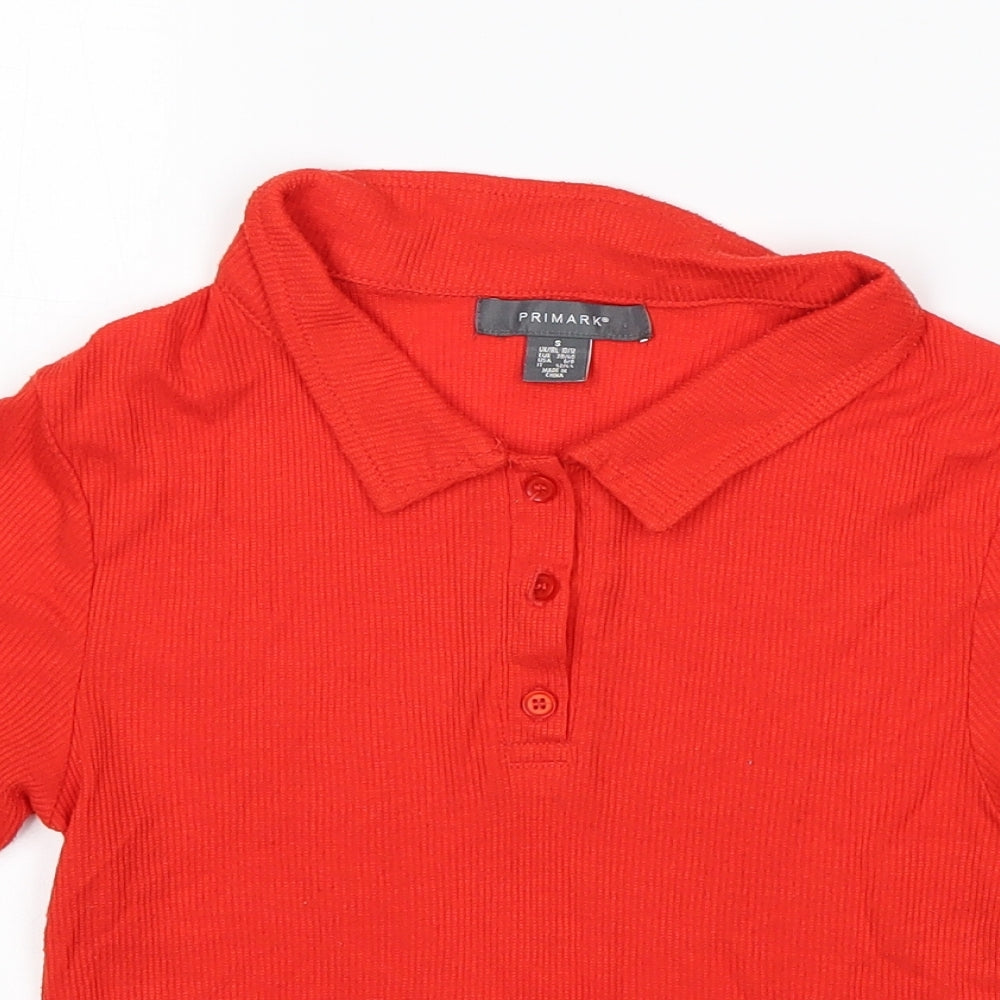 Primark Womens Red  Viscose Basic Polo Size S Collared