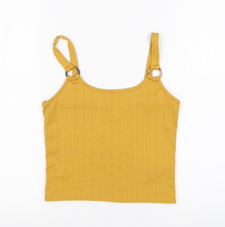 New Look Girls Yellow  Polyester Basic Tank Size 12-13 Years Round Neck