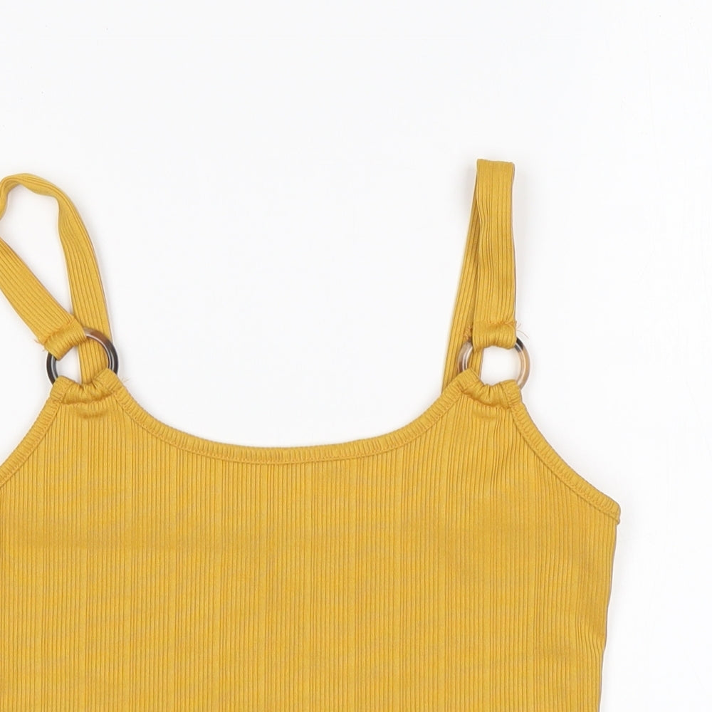New Look Girls Yellow  Polyester Basic Tank Size 12-13 Years Round Neck