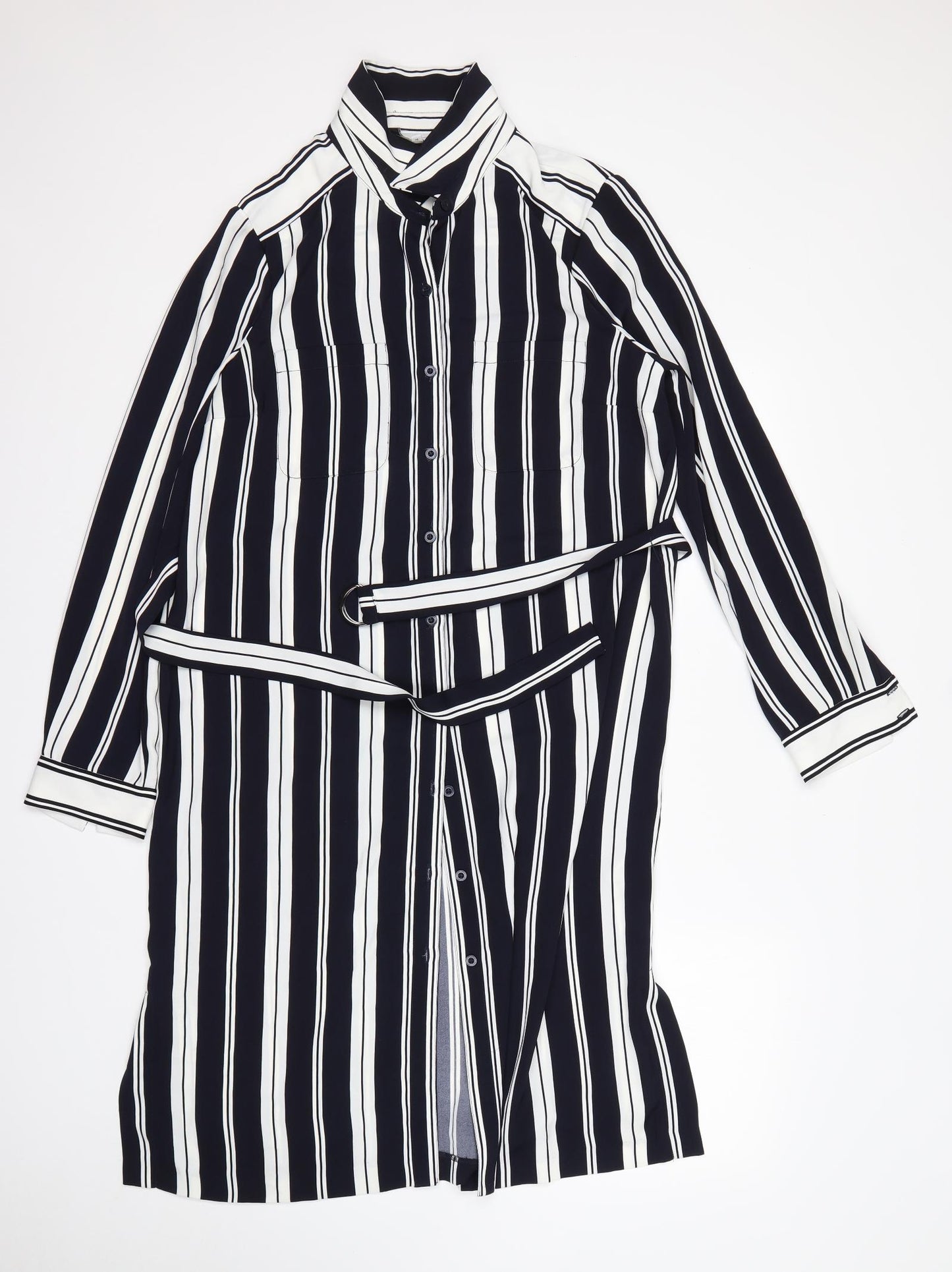 Debenhams Womens Multicoloured Striped Polyester Shirt Dress  Size 14  Collared