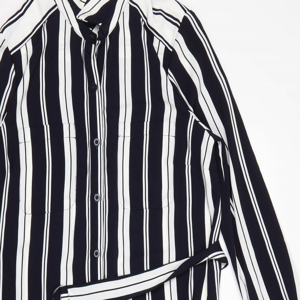 Debenhams Womens Multicoloured Striped Polyester Shirt Dress  Size 14  Collared