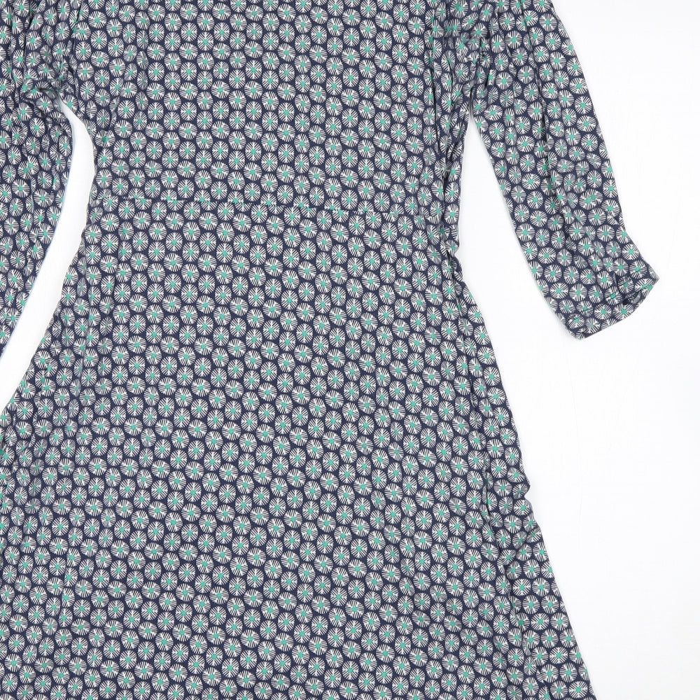 M&S Womens Multicoloured Geometric Viscose A-Line  Size 14  V-Neck