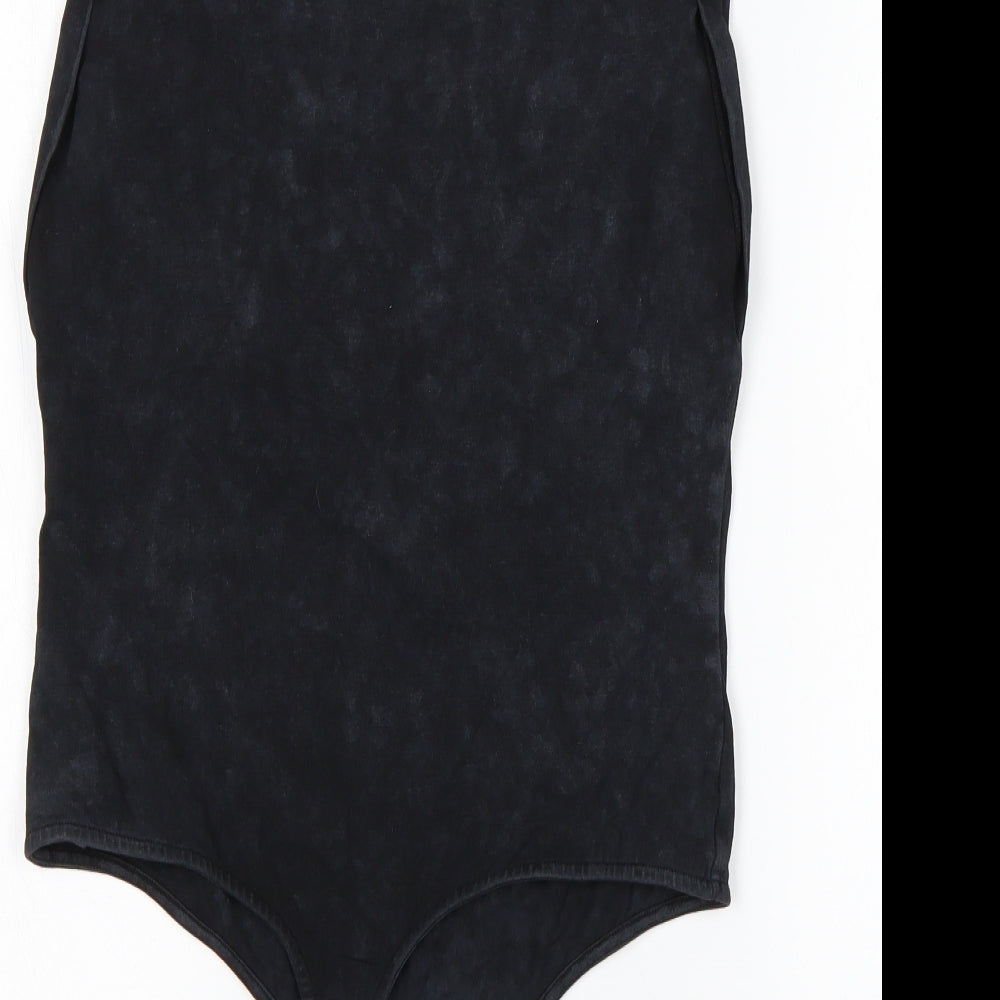 ASOS Womens Black  Cotton Bodysuit One-Piece Size 12