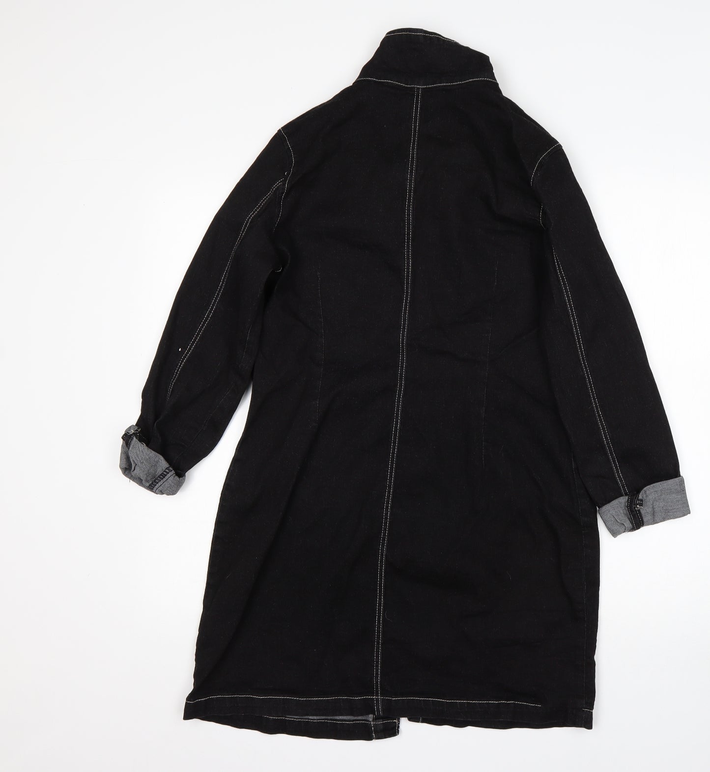 Boohoo Womens Black  Cotton Shirt Dress  Size 14  Collared