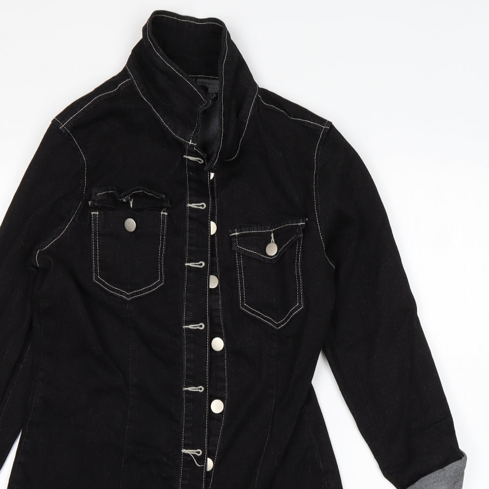 Boohoo Womens Black  Cotton Shirt Dress  Size 14  Collared