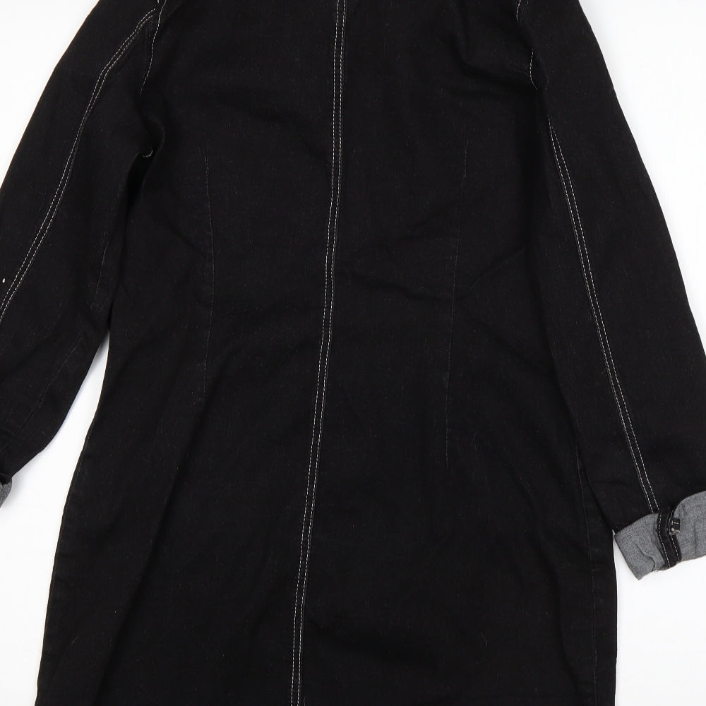 Boohoo Womens Black  Cotton Shirt Dress  Size 14  Collared