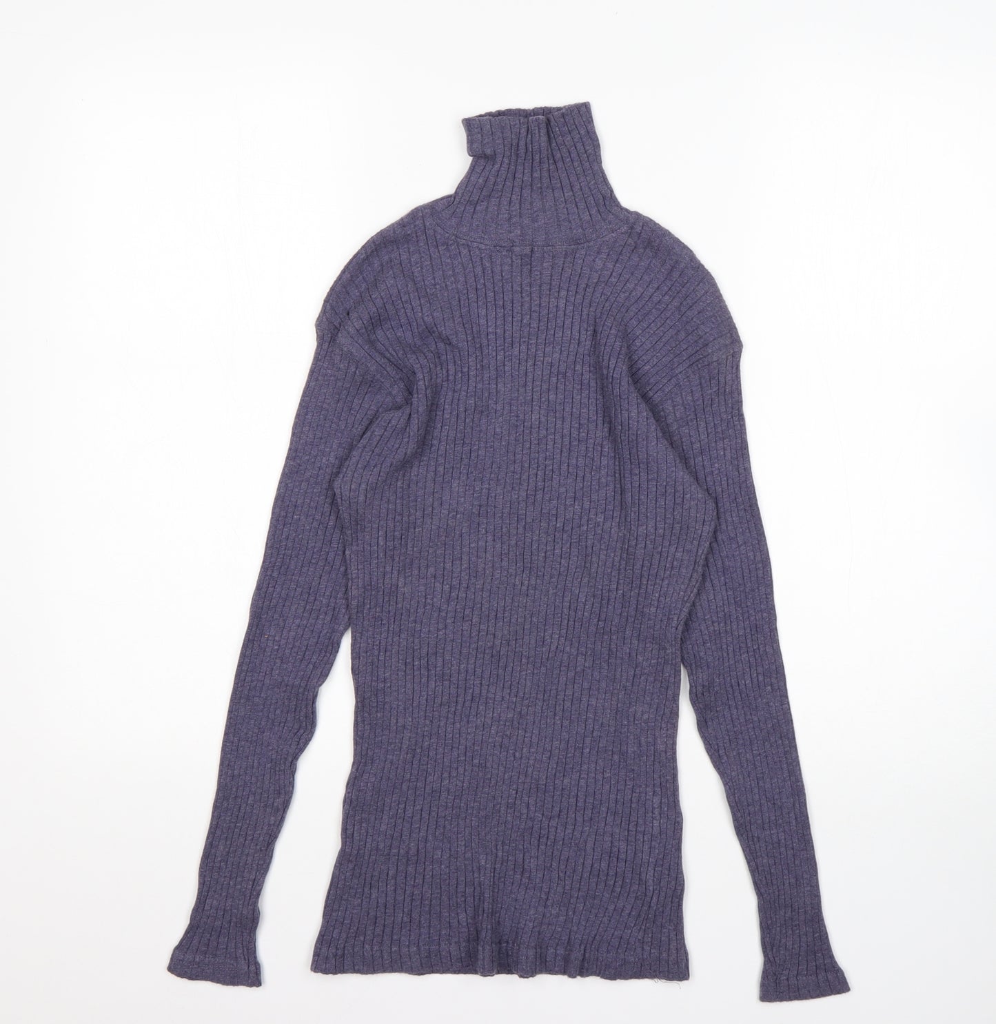 Preworn Womens Blue Roll Neck  Cotton Pullover Jumper Size 14