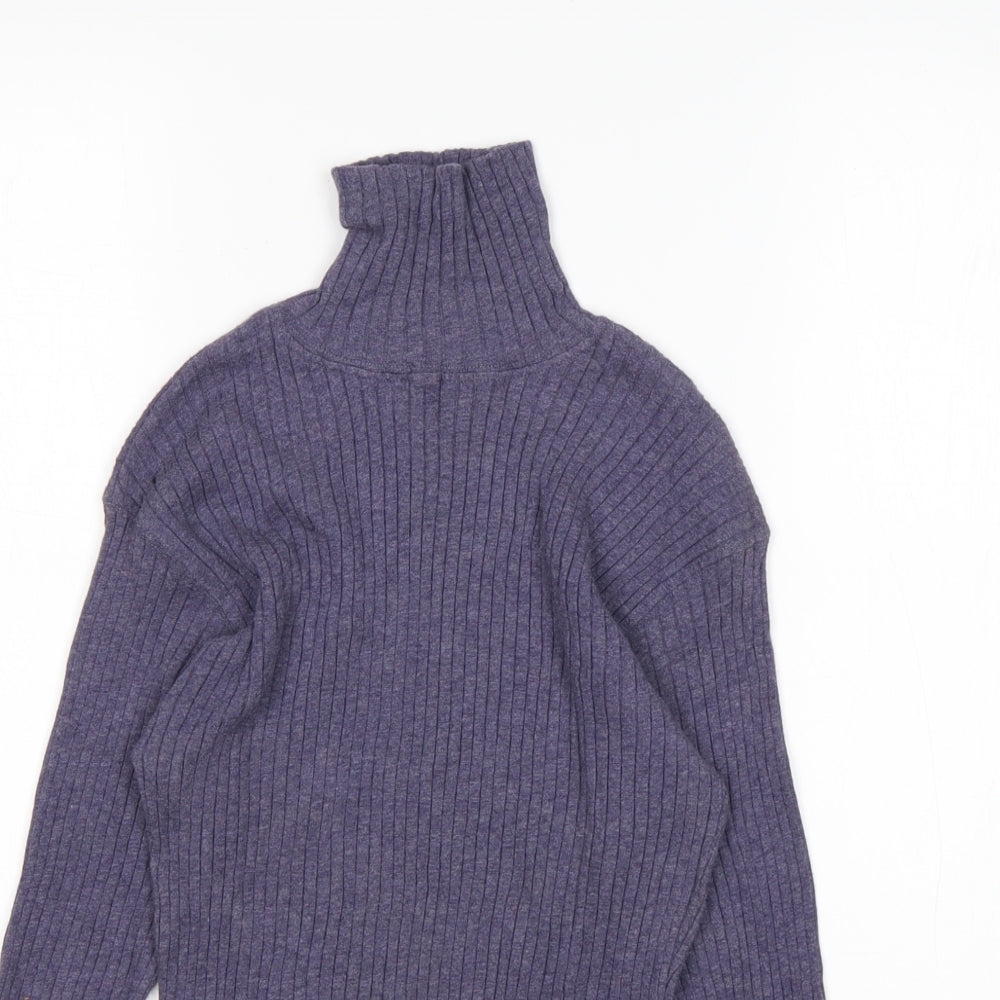 Preworn Womens Blue Roll Neck  Cotton Pullover Jumper Size 14