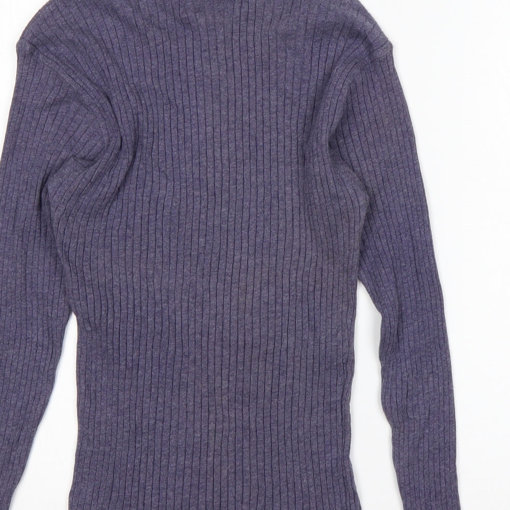 Preworn Womens Blue Roll Neck  Cotton Pullover Jumper Size 14