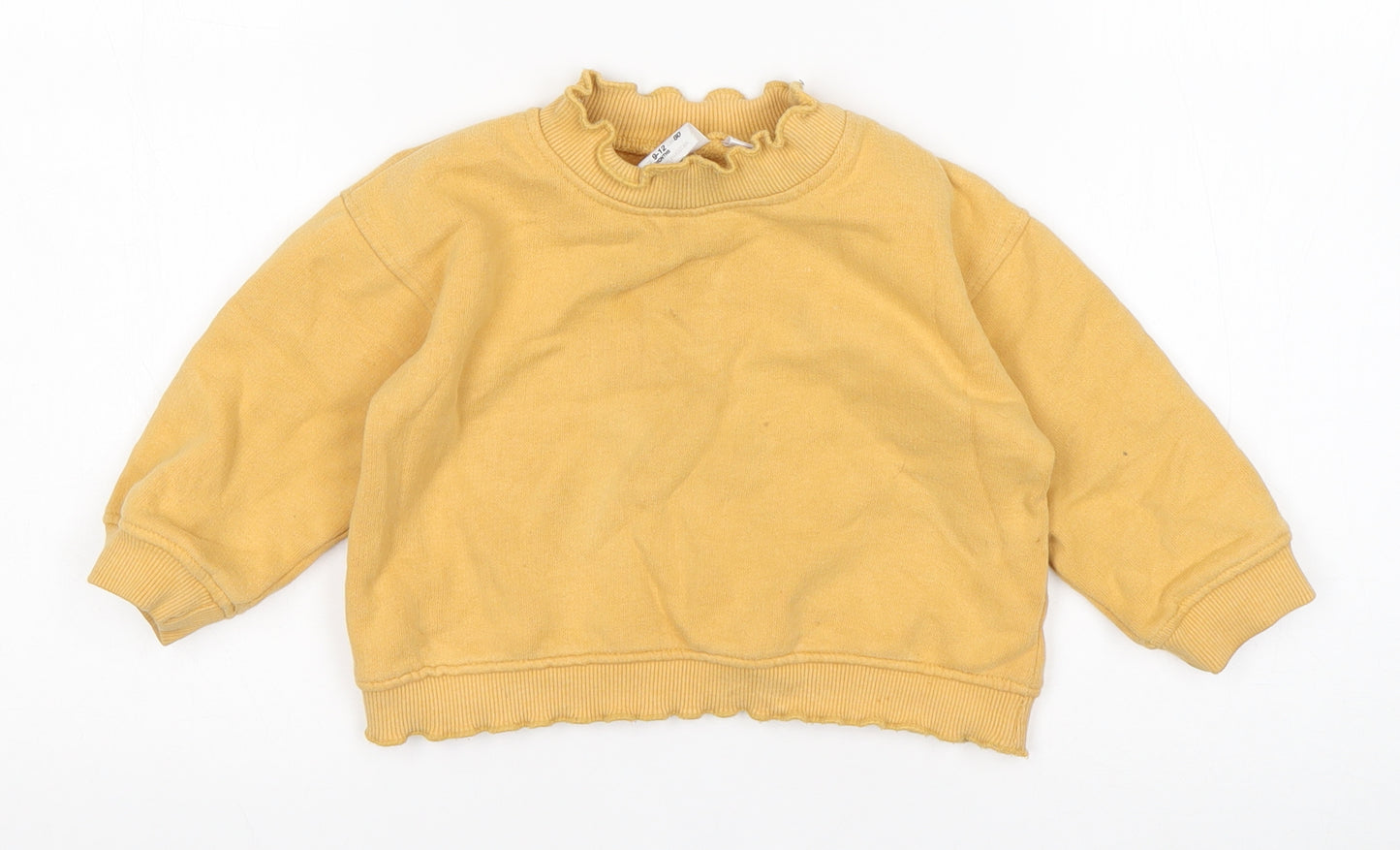 Zara Girls Yellow  Cotton Pullover Jumper Size 9-12 Months
