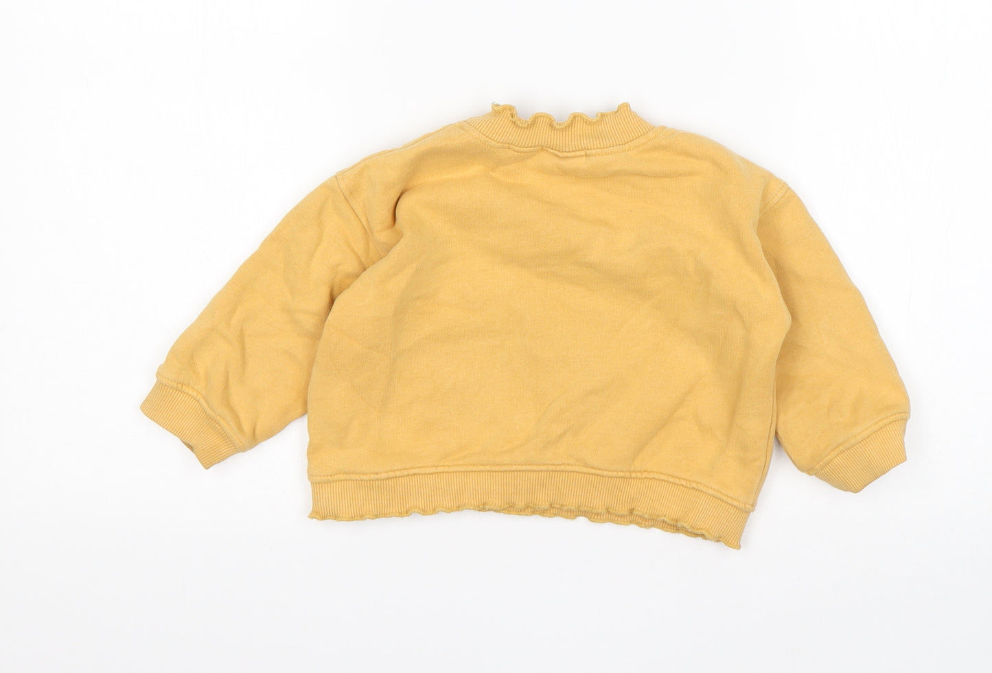 Zara Girls Yellow  Cotton Pullover Jumper Size 9-12 Months