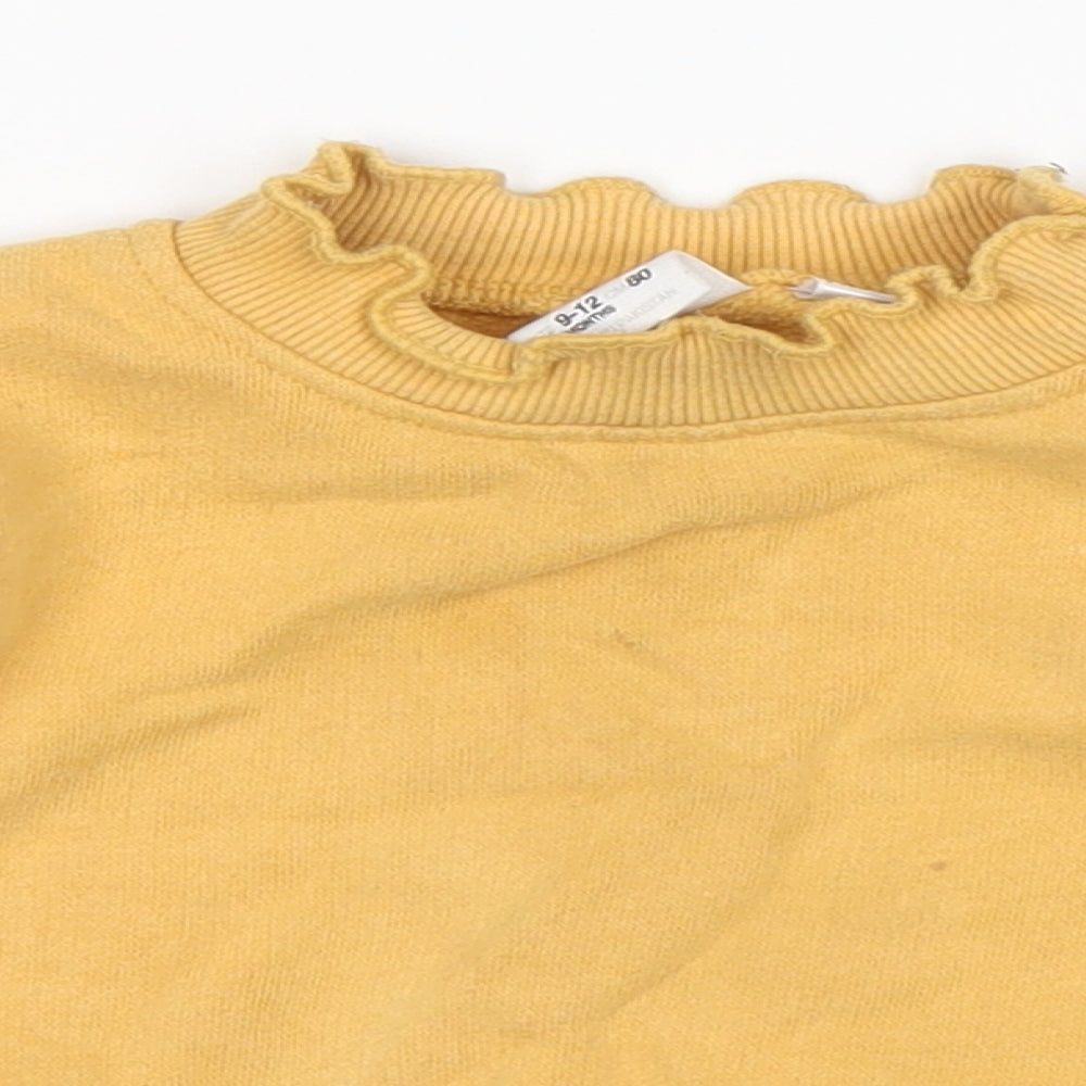 Zara Girls Yellow  Cotton Pullover Jumper Size 9-12 Months
