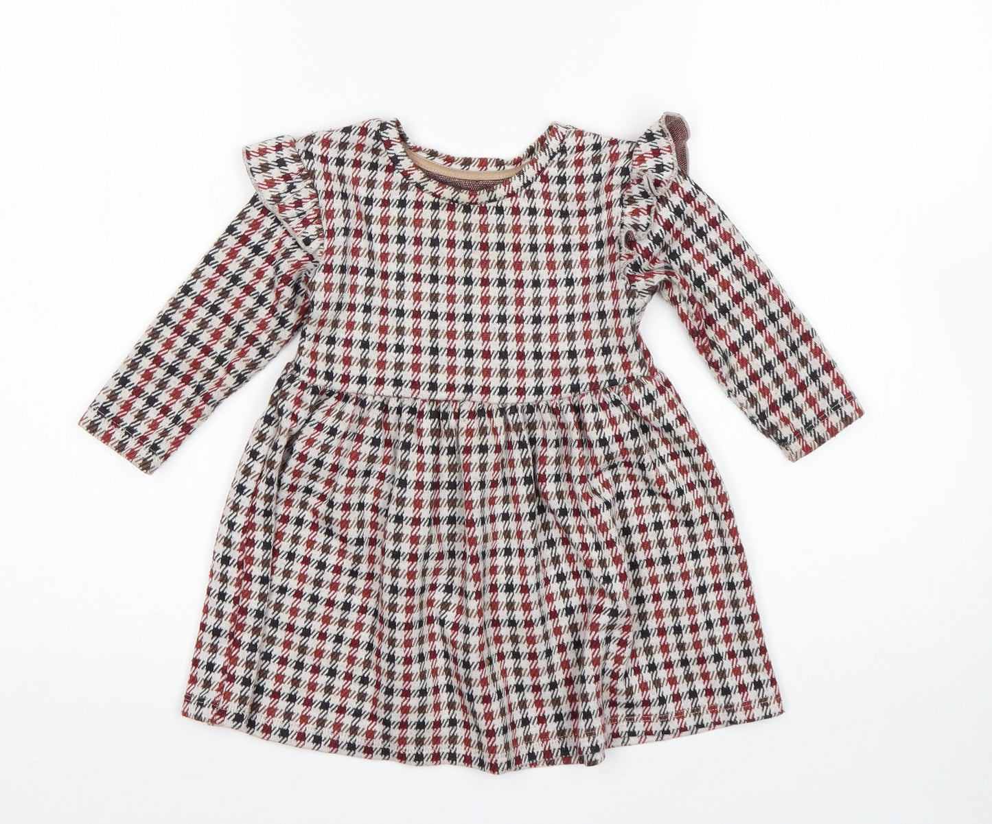 George Girls Multicoloured Houndstooth Polyester Fit & Flare  Size 12-18 Months  Round Neck