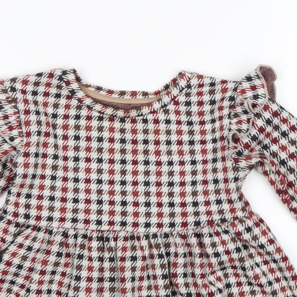 George Girls Multicoloured Houndstooth Polyester Fit & Flare  Size 12-18 Months  Round Neck