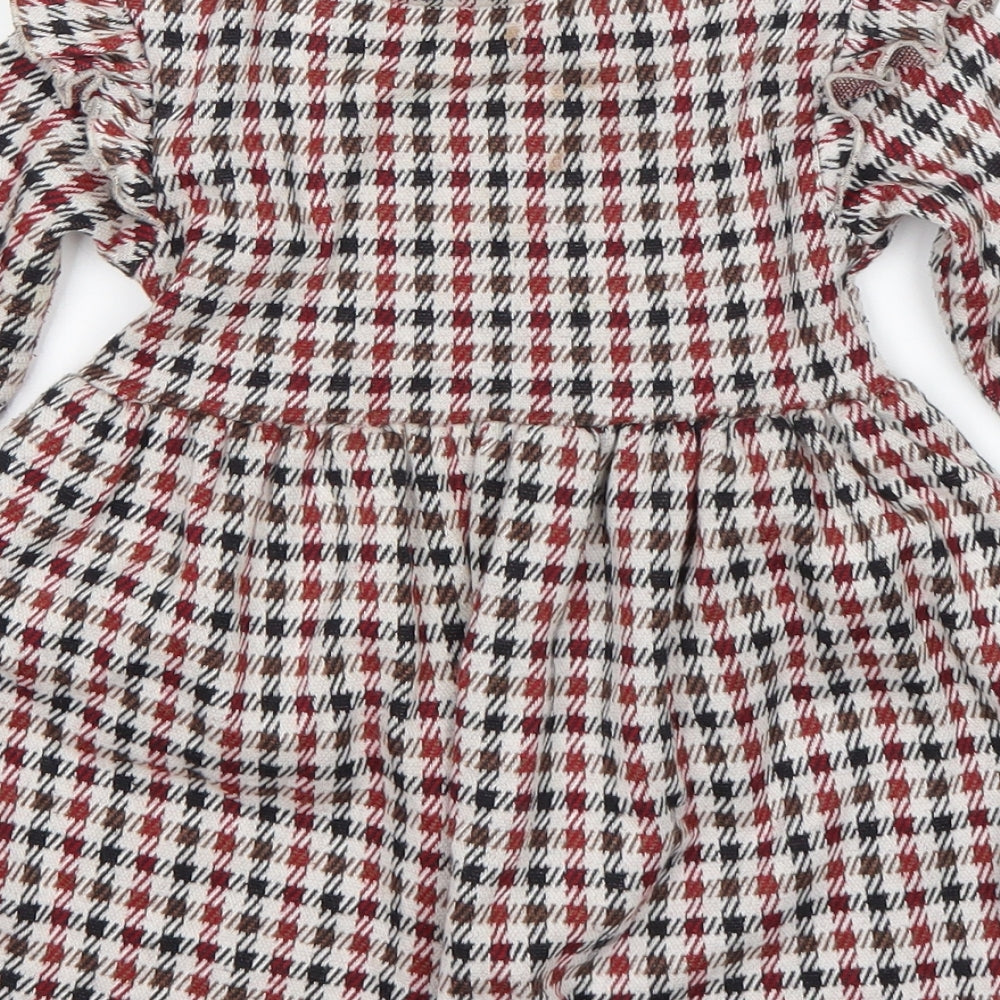 George Girls Multicoloured Houndstooth Polyester Fit & Flare  Size 12-18 Months  Round Neck