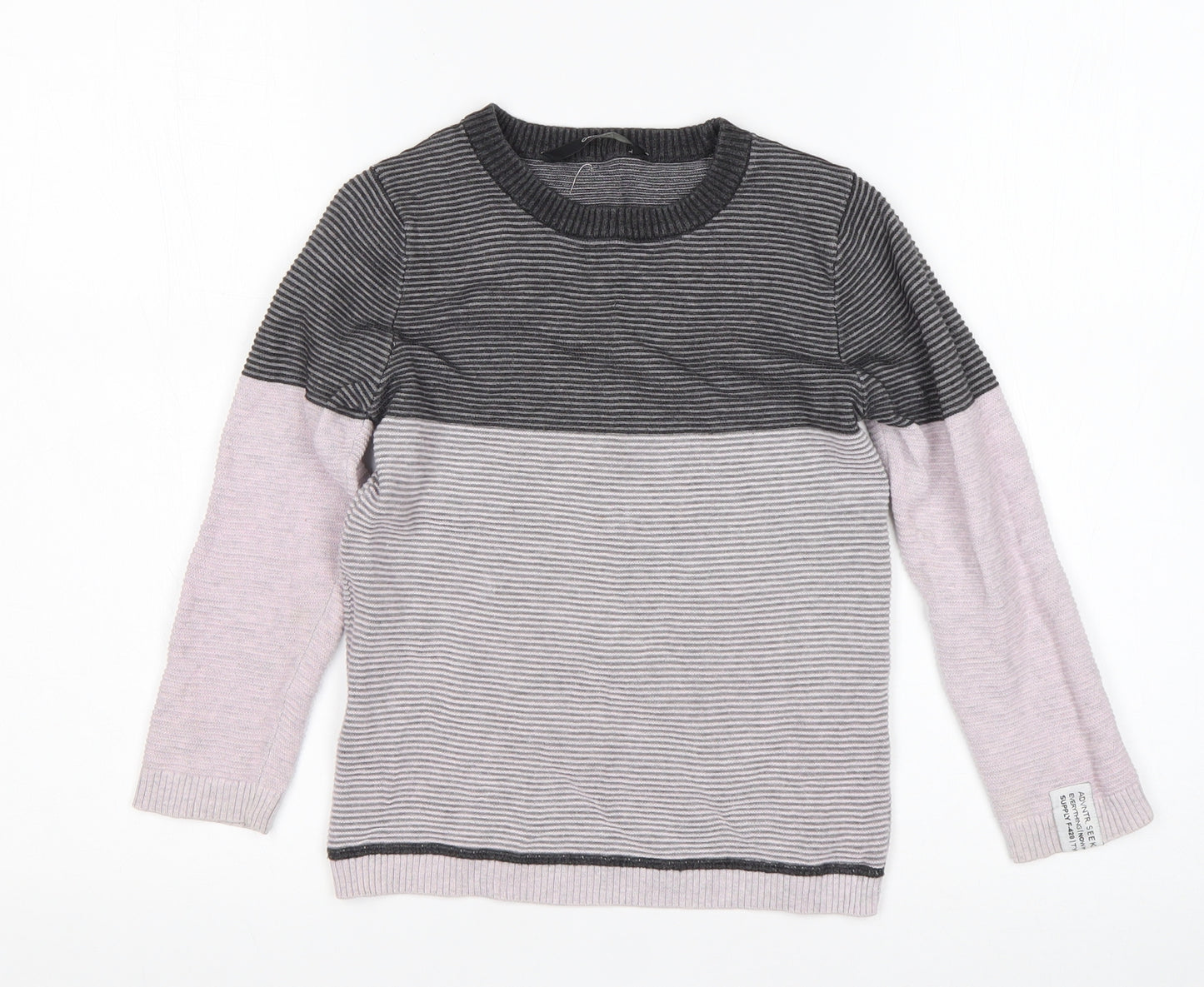 George Boys Multicoloured Round Neck Striped Cotton Pullover Jumper Size 5-6 Years