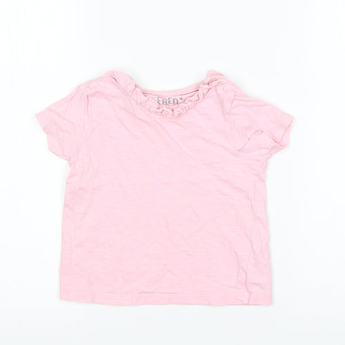 F&F Girls Pink  Cotton Basic T-Shirt Size 18-24 Months Round Neck
