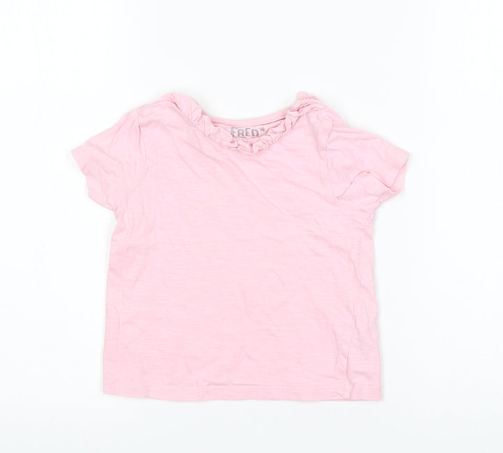 F&F Girls Pink Cotton Basic T-Shirt Size 18-24 Months Round Neck